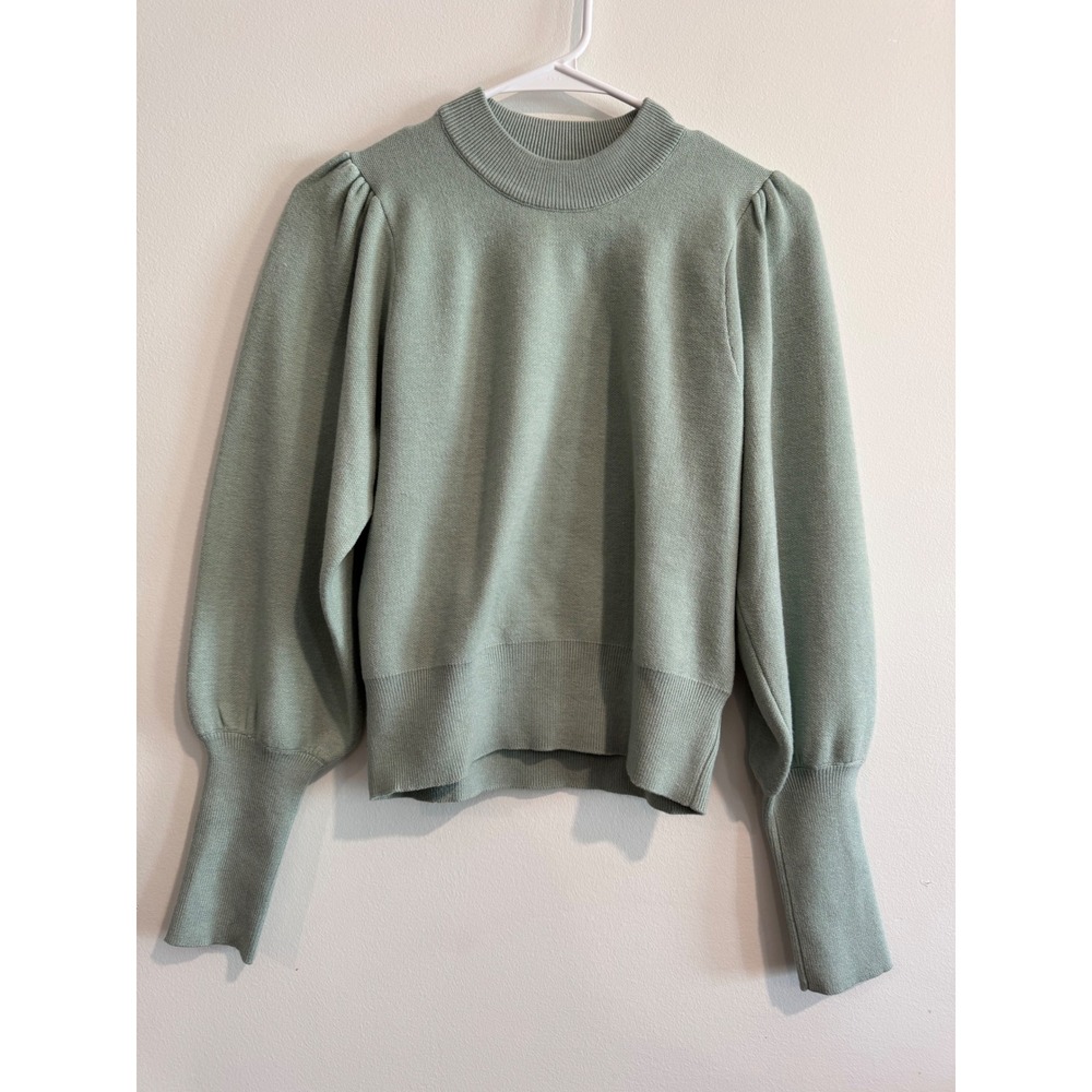 Industry Republic Clothing Puff Sleeve Sweater Womens Small Sage Green Mock Neck